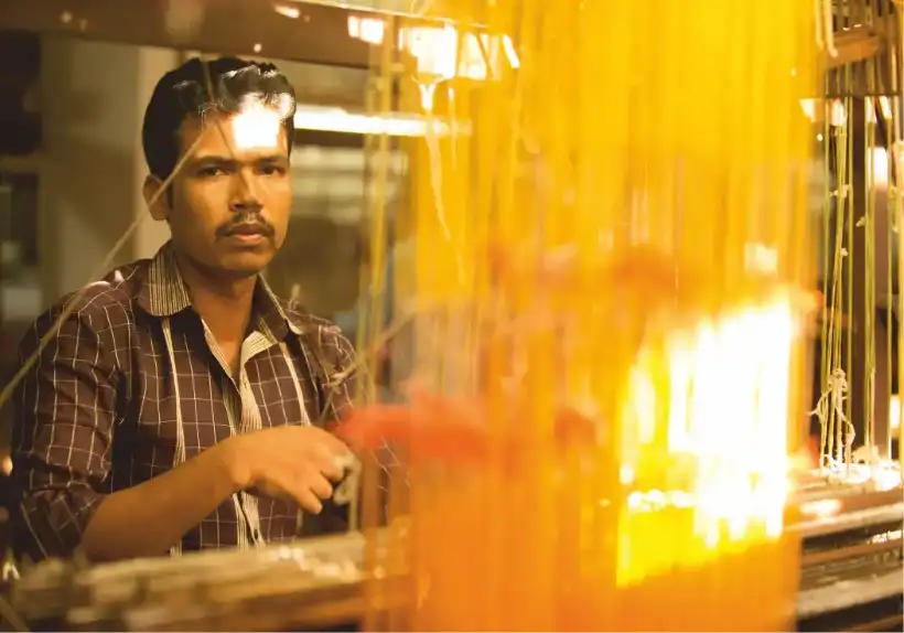 A weaver at the handloom